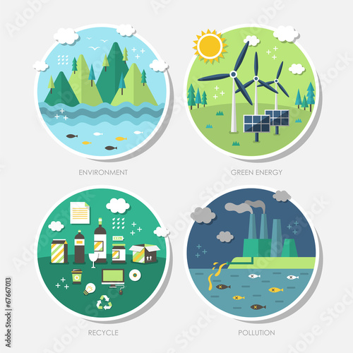flat design concept icons of ecology