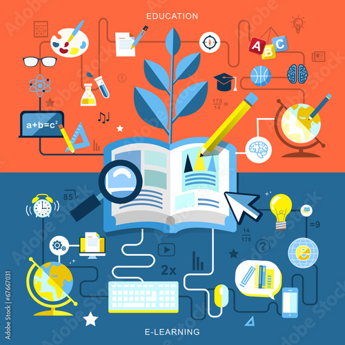flat design of education and e-learning