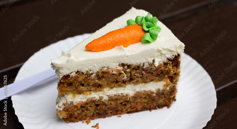 Carrot cake on a white dish Carrot cake on a white dish
