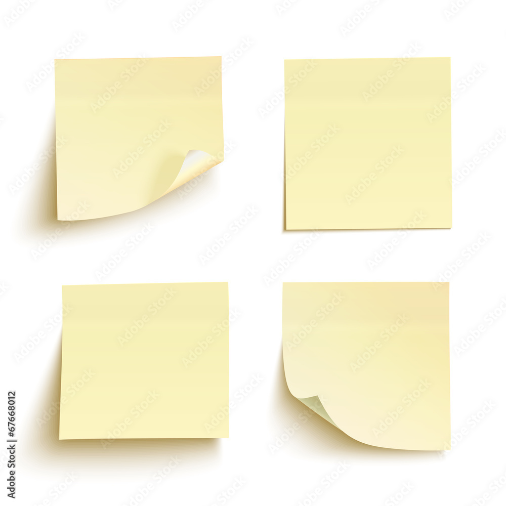 Set of yellow sticky notes Set of yellow sticky notes
