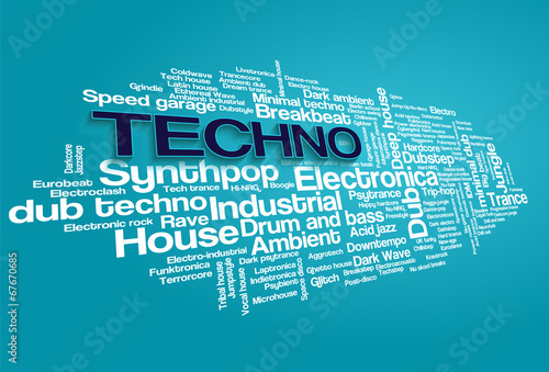 Electronic Techno Music Styles Word Cloud Bubble Tag Tree vector #67670685