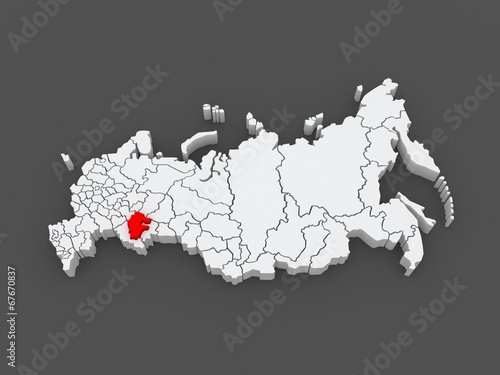 Map of the Russian Federation. Republic of Bashkortostan.