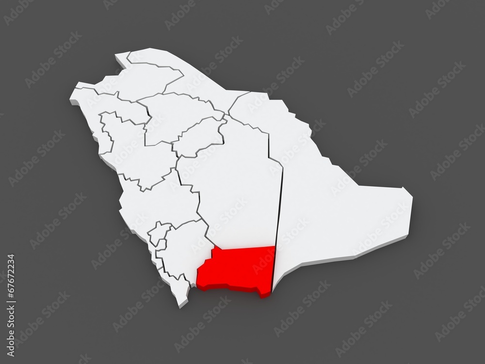 Map of Najran. Saudi Arabia