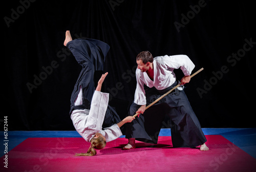 Fight between two aikido fighters