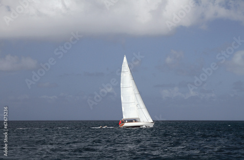Sailing yacht in sea. Saint Lucia