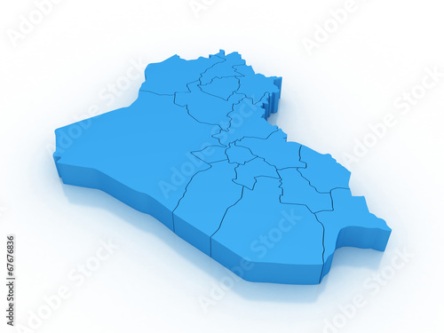 3d map Iraq with regions