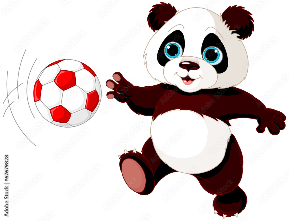 Fototapeta premium Panda hits the ball