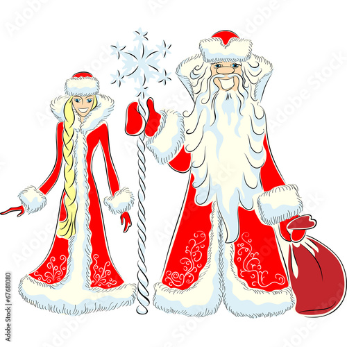 vector a happy Father Frost and Snow Maiden