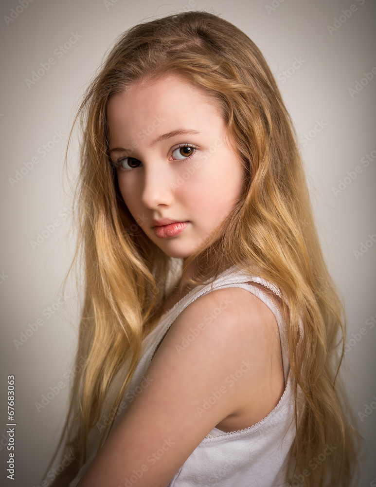 Beautiful young shy blond girl Beautiful young shy blond girl