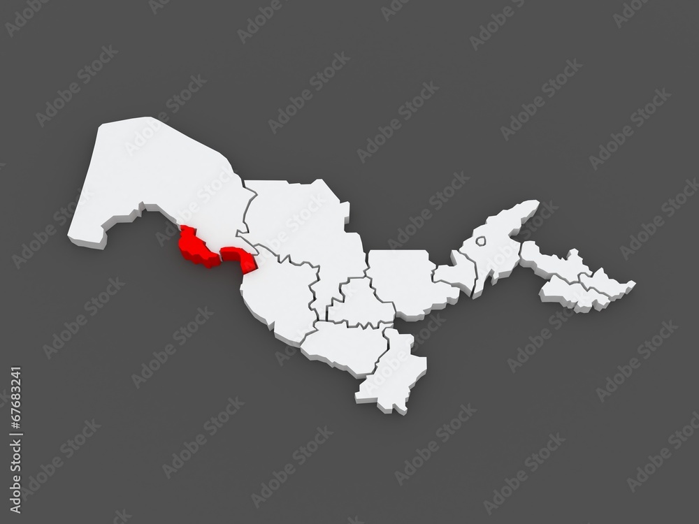 Fototapeta premium Map of Khorezm region. Uzbekistan.