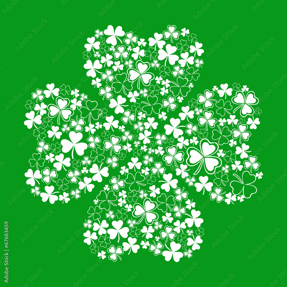 Plakat vector green greeting card with clover shamrock