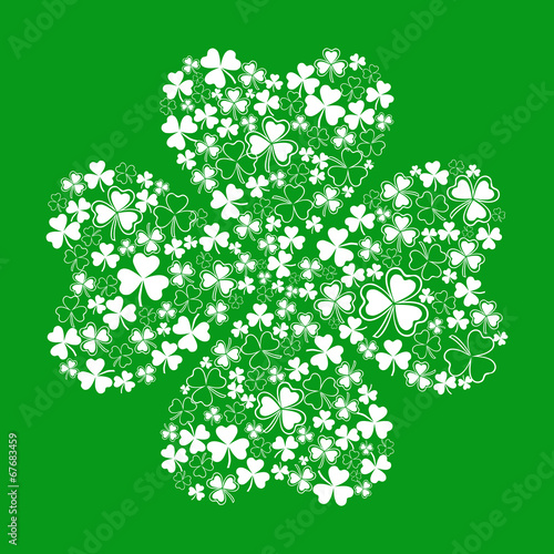 vector green greeting card with clover shamrock