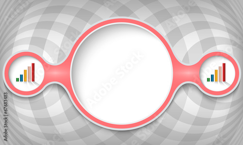 three connected circular frames for any text with graph