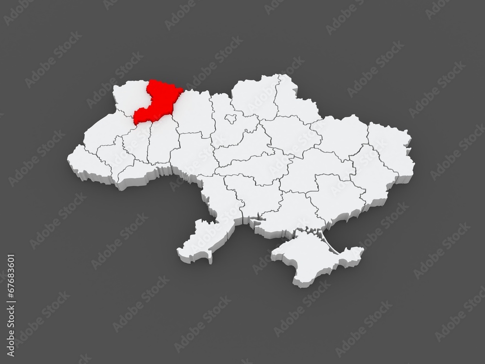 Map of Rivne region. Ukraine.