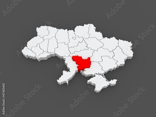 Принти на полотні Map of Nikolaev region. Ukraine.
