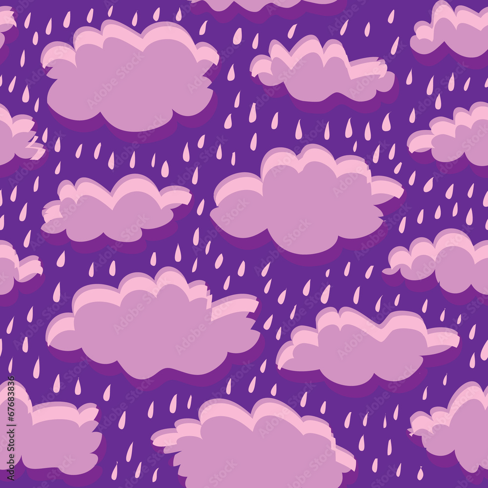 seamless pattern of clouds and rain