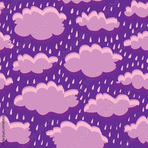seamless pattern of clouds and rain