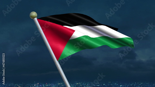 Looping Palestinian Flag animation with sky background photo