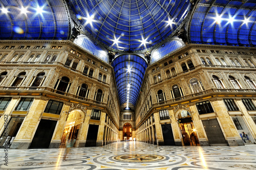 Umberto I gallery by night, Naples, Italy photo