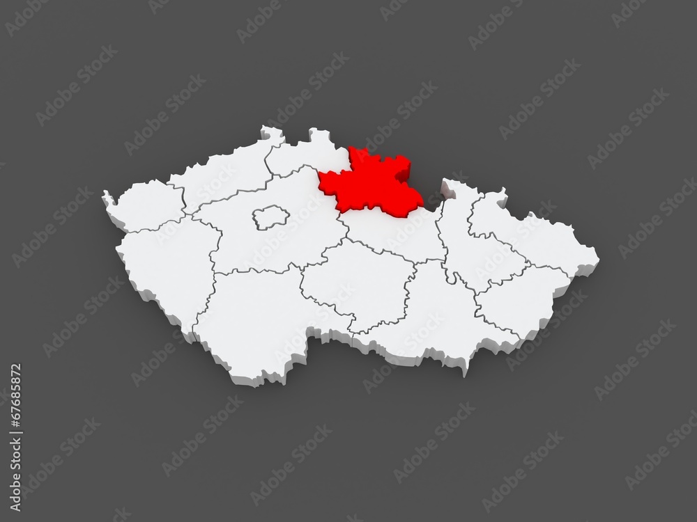 Map of Hradec Kralove Region. Czech Republic. Map of Hradec Kralove Region. Czech Republic.