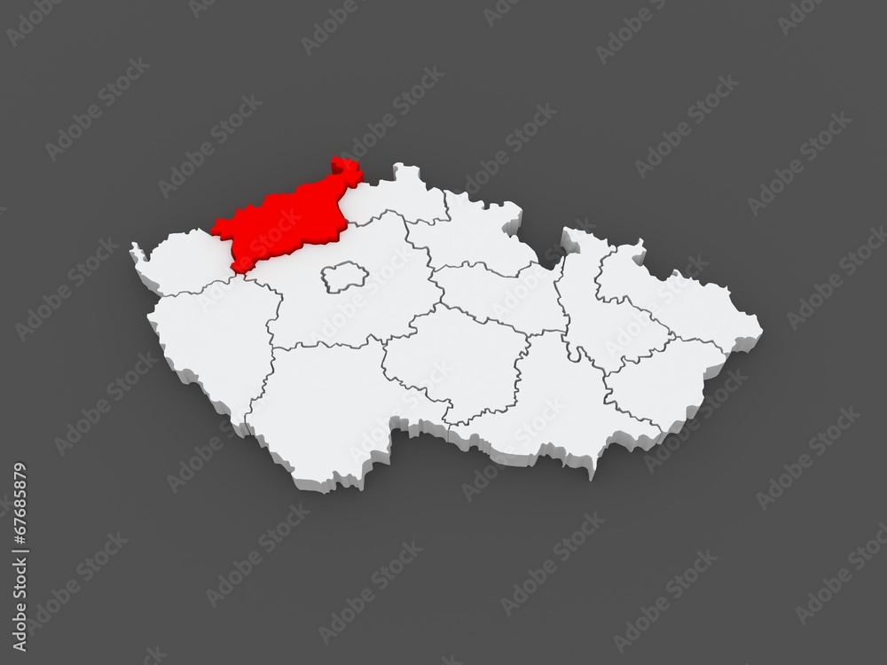 Fototapeta premium Map of Usti region. Czech Republic.