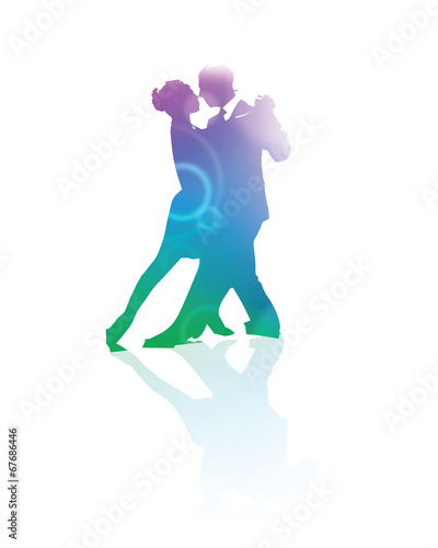 Man and woman dancing Val rainbow iridescence