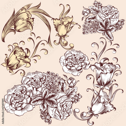 Wallpaper Mural Collection of vector hand drawn flowers Torontodigital.ca