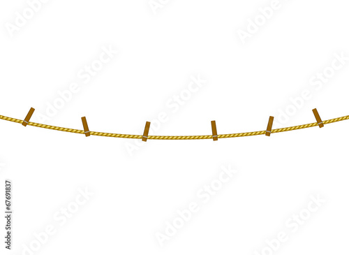 Clothespins on rope