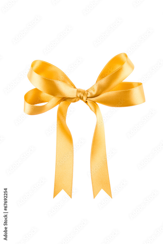 Orange ribbon with a bow on a white background Orange ribbon with a bow on a white background