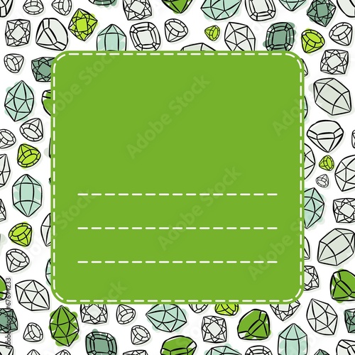 diamenty szafiry szmaragdy tło z ramką na twój tekst