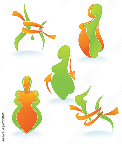 women health, beauty and diet symbols