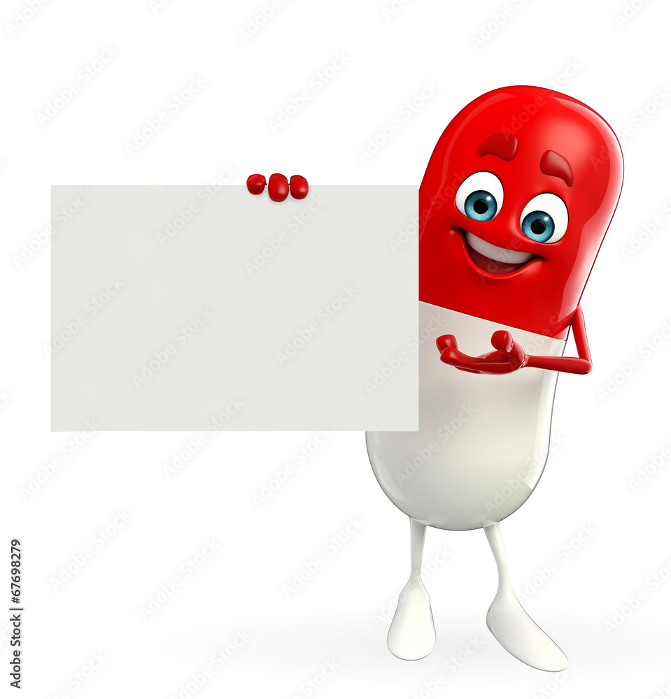 Pill Character with sign Pill Character with sign