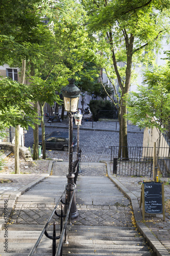 Typical Montmartre staircase in Paris, France