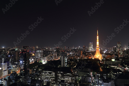top view of Tokyo cityscape at night