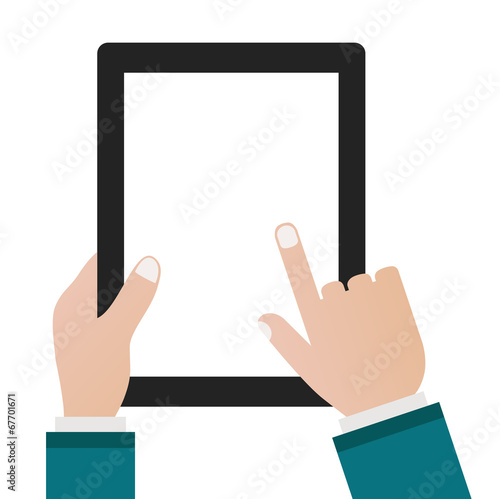 hands holding tablet pc