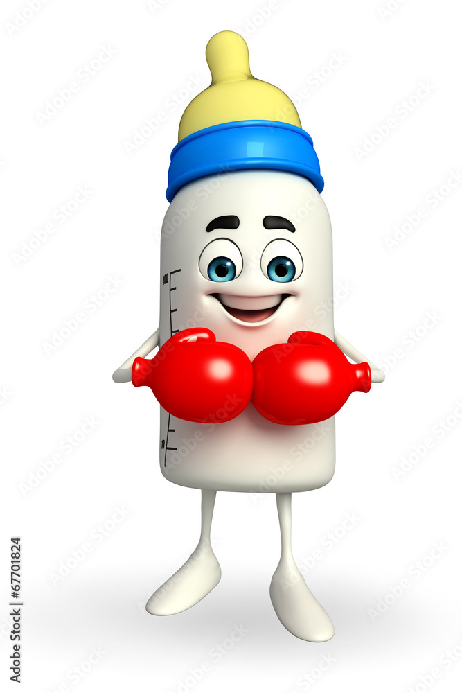 Baby Bottle character with Boxing Gloves Baby Bottle character with Boxing Gloves