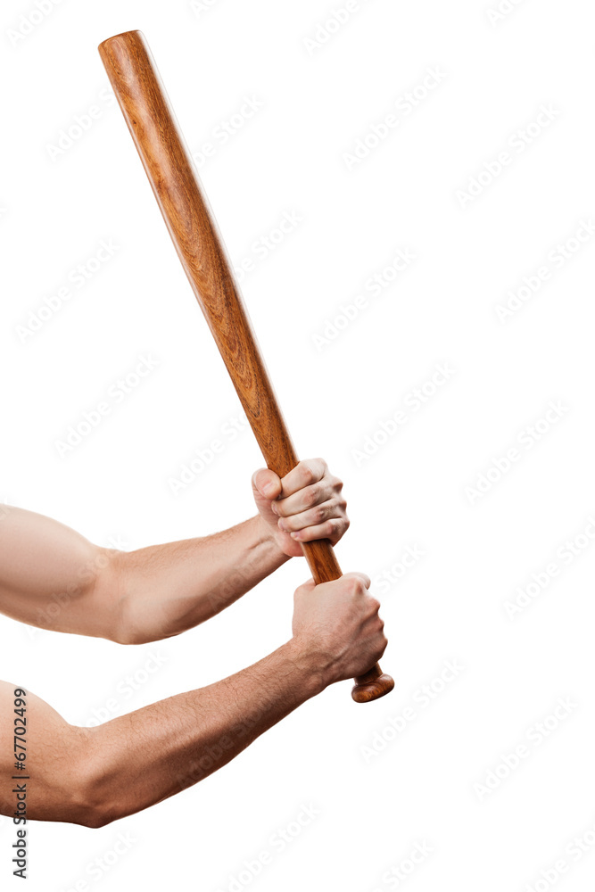Angry man muscular hand holding baseball sport bat Stock Photo | Adobe Stock