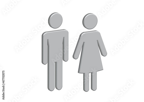 3D Pictogram Man Woman Sign icons, toilet sign or restroom icon