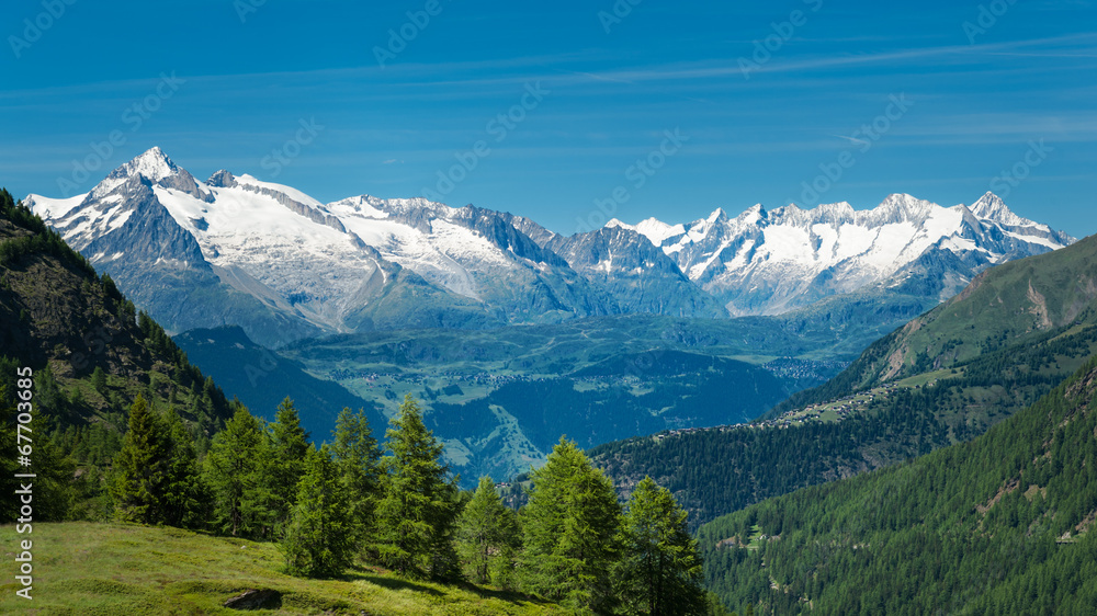 European Alps. Panorama with high mountains