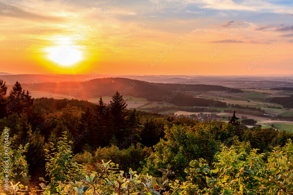 Obraz premium Countryside Summer Sunset Landscape