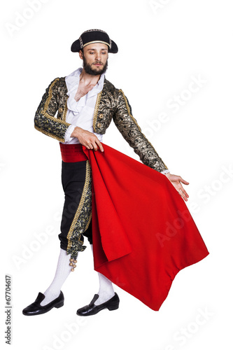 Male dressed as matador on a white background photo