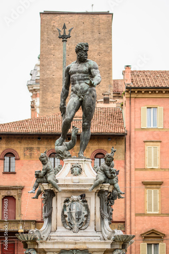 Neptune statue front view, Bologna, Italy