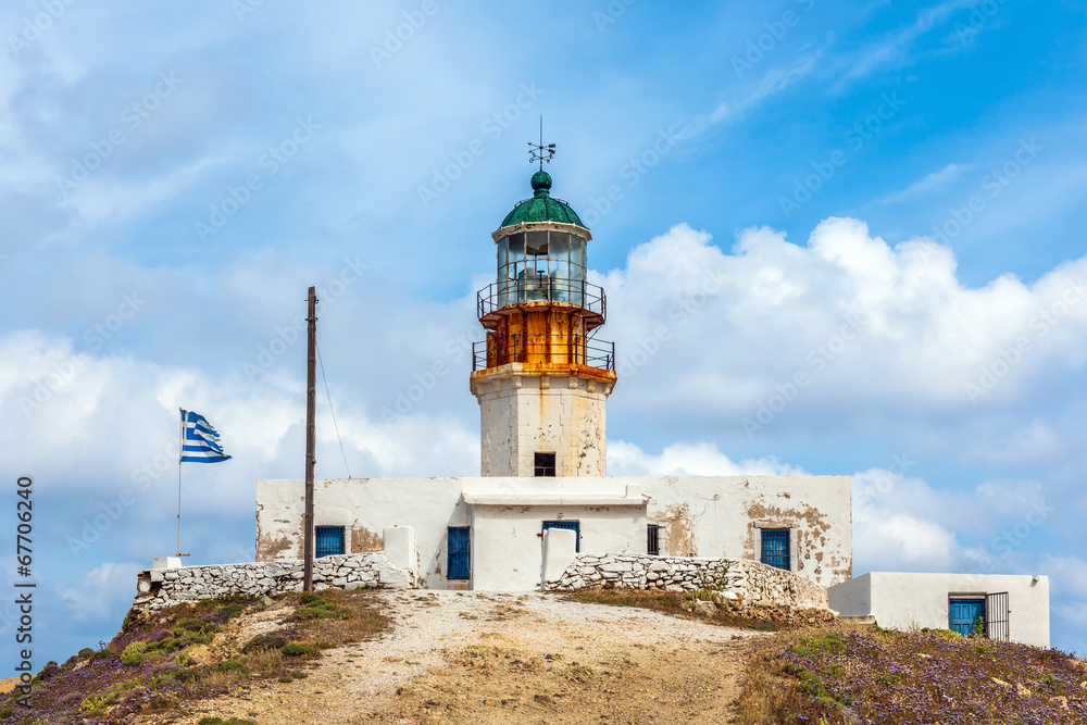 Armenistis lighthouse on the island of Mykonos