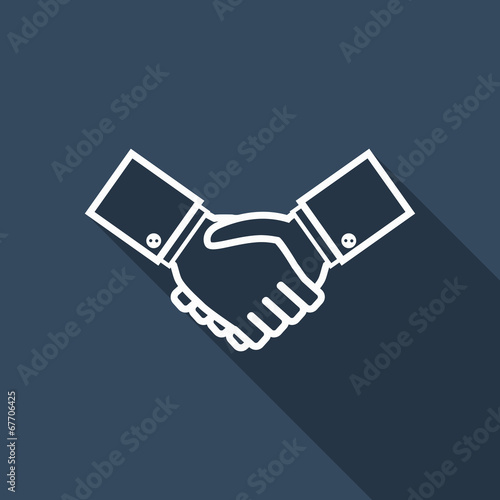 handshake icon with long shadow