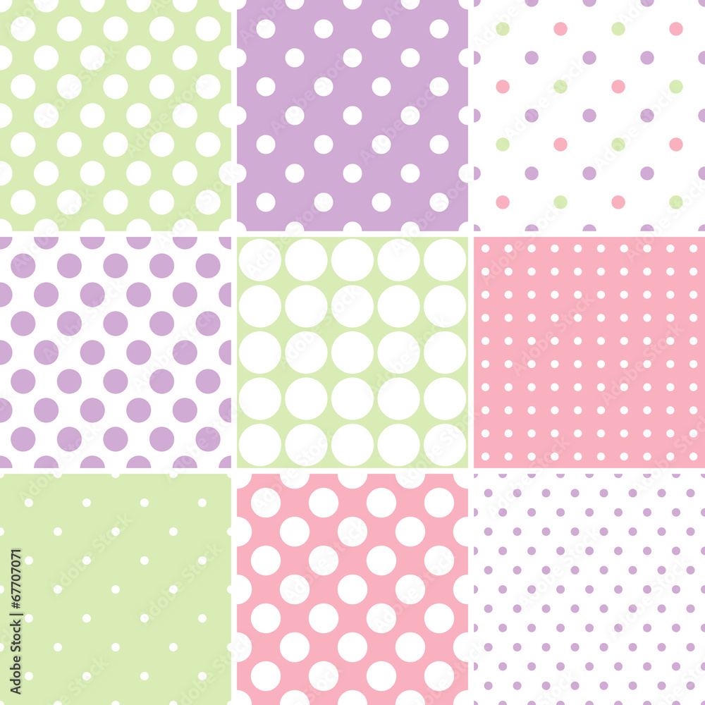 Pastel polka dot seamless patterns Pastel polka dot seamless patterns