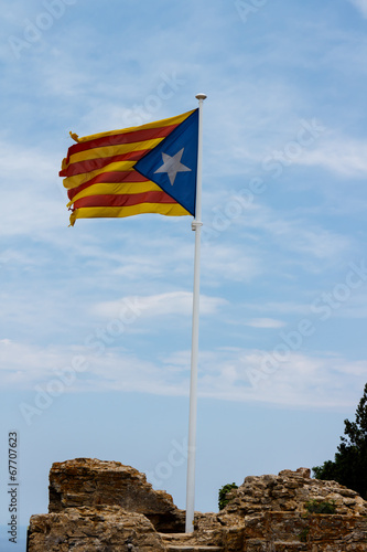 catalan independence flag from begur castle photo