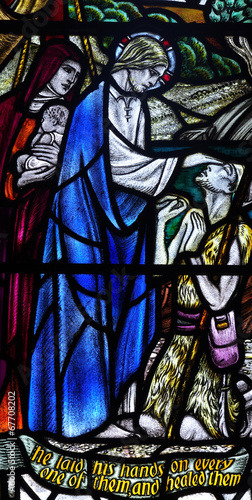 Healing the blind: wonder of Jesus in stained glass