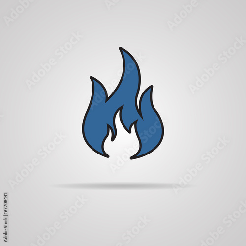 Fire icon with shadow - vector illustrtion