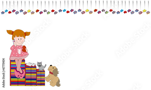 Niña sentada en cajonera