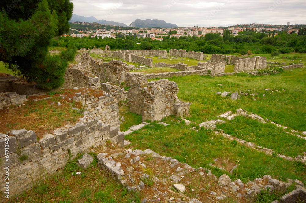 Ruins of the ancient amphitheater at Split, Croatia - archaeolog